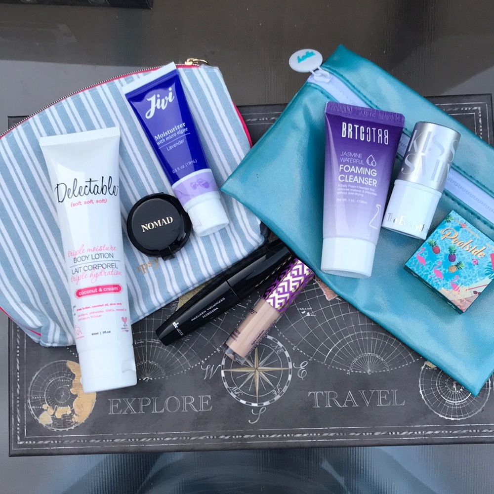 Makeup bags and cosmetics